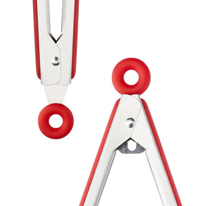 Plump Silicone Stainless Steel Tongs Heat Resistant Red Food Gripper For BBQ Steak Outdoor Cooking - Product Image 3
