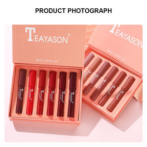 TEAYASON High Saturation Anti-Halo Lip Gloss Gift Set 6 colores de moda Easy Coloring Mineral Stick Velvet Matte 5g - Product Image 5