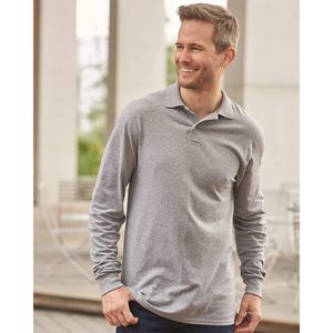 <b>Men</b> <b>Long</b> <b>Sleeve</b> Sport <b>Polo</b> <b>Shirt</b> 100 Cotton Quick Dry Knitted 437MLR - Product Image 4
