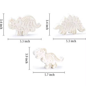 Cortador/Estampador de Galletas de Dinosaurio de Plástico Ecológico, Molde para Hornear DIY para Fondant, Juego de 3 - Product Image 5