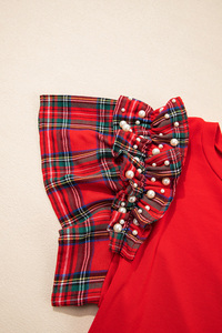 יקר-מאהב הסיטונאי נשים ערמומי פנינה גזוז שרוול patchעבודת chenille מכתב חג המולד testmas tee - Product Image 4