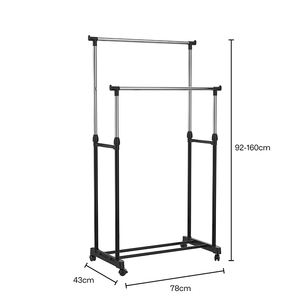 二重ポール調整可能アイアン製クラシックデザインワードローブ衣類ラック回転式伸縮スタンド衣類乾燥ラック - Product Image 1