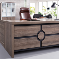 Escritorio Ejecutivo Moderno con Gabinete de Almacenamiento, Escritorio de Computadora de Madera para Gerentes