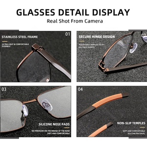 Qingqing, venta al por mayor, gafas fotocromáticas de aleación rectangular para hombres, 2025 UV400, <span class=keywords><strong>lentes</strong></span> que cambian de Color, computadoras azules antirreflectantes - Product Image 4