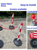Poteau de signalisation amovible rouge et blanc en gros pour usine, barrière de circulation à maillons pour le stationnement, la sécurité routière et événementielle