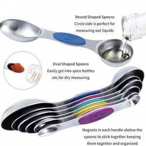 Hot Selling 18/0 Stainless Steel 9pcs Magnetic Double-Head Baking Tools with Scale <b>Measuring</b> <b>Spoon</b> Set - Product Image 5