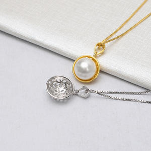 Colgante de Plata S925 para Mujer con Base para Corrector de Perlas de 11-12 mm y Bandeja Vacía, Accesorios para DIY, Colgantes y Dijes Finos 845 - Product Image 3