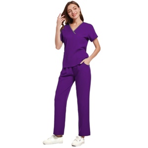 Soins infirmiers personnalisé hôpital gommages mode gommage ensembles tissés uniformes médicaux femmes vêtements de travail gommages uniformes ensembles à la mode - Product Image 1