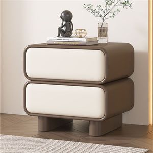 Nuovo Comodino in Legno Massello con Piano in Ardesia, Design Moderno e Semplice, 2 Cassetti Chiudibili a Chiave, Alta Qualità per Appartamenti - Product Image 1