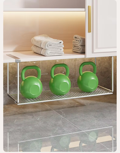 Metal Washbasin Storage Rack Single Tier Under-Cabinet Organizer <b>Bathroom</b> Towel Hanger Hanging Gadget <b>Shelf</b> - Product Image 4