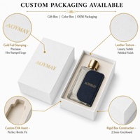 Flacon de parfum carré en verre enveloppé de cuir avec bouchon métallique, capacité personnalisable, options de couleur, logo, emballage de parfum de marque