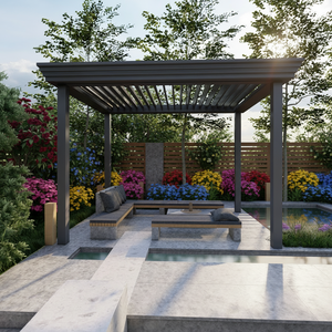 Pergola moderne <span class=keywords><strong>en</strong></span> aluminium à lames orientables pour jardin extérieur, 3x3, 3x4, 4x3, 4x4, 4x5, <span class=keywords><strong>4x6</strong></span>, 6x3, 6x4, 6x5, 6x6 m - Product Image 1