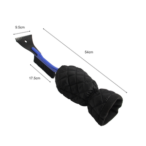 Gant de déneigement robuste avec manche extensible, brosse anti-rayures, grattoir à glace pour pare-brise de voiture - Product Image 1