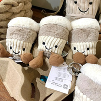 JC Koffiekopje Pluche Sleutelhanger Amuseable Koffiezak Charme Zachte Mini Gevulde Hangertje Tasdecoratie Sleutelring Cadeau