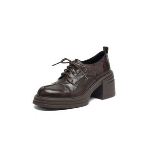 Cialisa 2025 – Nouveaux Mocassins Décontractés en Cuir Véritable Vintage pour <span class=keywords><strong>Femme</strong></span>, <span class=keywords><strong>Bout</strong></span> Rond, Talons Hauts Épais à Lacets Croisés, Chaussures à Talons Compensés Élégantes - Product Image 5