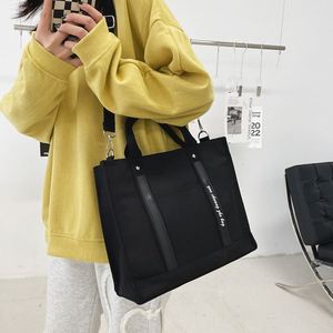Bolso de Hombro de Lona de Color Sólido, Estilo Retro Simple, Gran Capacidad, Bolso Bandolera para Mujer, Estilo Harajuku - Product Image 4