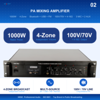 HG-A31000 Amplificateur de sonorisation intégré 1000W 4 zones USB Bluetooth Télécommande pour Magasin Centre Commercial Musique