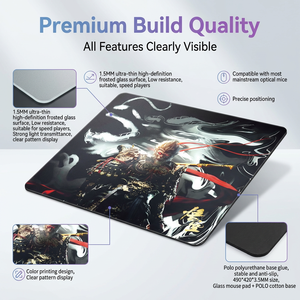 Alfombrilla <span class=keywords><strong>de</strong></span> Ratón para Juegos <span class=keywords><strong>de</strong></span> Vidrio Esmerilado Ultrafino <span class=keywords><strong>de</strong></span> Alta Definición <span class=keywords><strong>de</strong></span> 3.5MM con Base Antideslizante y Baja Fricción en Stock PJT-OMP2098 - Product Image 2