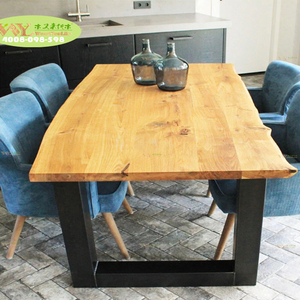 Oak Wide Plank Wood <strong>Butcher</strong> Block <strong>Table</strong> Live Edge Wooden Office <strong>Table</strong> Desk - Product Image 4