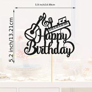 1 adorno para pastel de <span class=keywords><strong>feliz</strong></span> <span class=keywords><strong>cumpleaños</strong></span> con diseño de guitarra y <span class=keywords><strong>piano</strong></span>, artículos para fiestas de <span class=keywords><strong>cumpleaños</strong></span> para amantes de la música, letrero de <span class=keywords><strong>feliz</strong></span> <span class=keywords><strong>cumpleaños</strong></span>, decoraciones para pasteles - Product Image 5