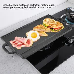 Cast Iron <strong>Grill</strong> <strong>Pan</strong> <strong>Grill</strong> Griddle <strong>Pan</strong> Rectangular Double Sided Ridged Flat Baking Cooking Tray Bakeware From Mainland China - Product Image 2