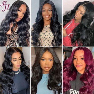 FH High Quality Full Thick 100% Unprocessed Natural Smooth Human Hair <b>Wig</b> 13x4 Transparent Lace Wavy Lace Frontal <b>Wigs</b> - Product Image 6