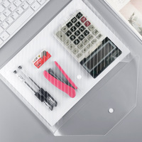 Pochette de classement A4 en plastique transparent épais avec bouton-pression, grande capacité, pour documents et feuilles de test d'étudiant