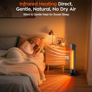 <b>Electric</b> Infrared Portable <b>Patio</b> <b>Heater</b> with Tip-over Protection for Outdoor Household Use Waterproof Gold Holegen Tube - Product Image 6