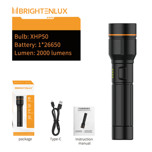 עיצוב מפעל מקצועי מותאם אישית 2000 lumen לפיד פנס 26650 cob טקטית נטענת פנס xhp70 סגסוגת אלומיניום - Product Image 1