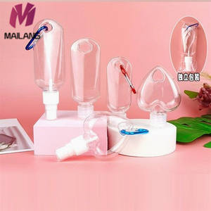 Potable Clear 50ml Empty PET Plastic Hand Sanitizer Bottle With Silicone <strong>Pocketbac</strong> Holder for Travel With Keychain - Product Image 2