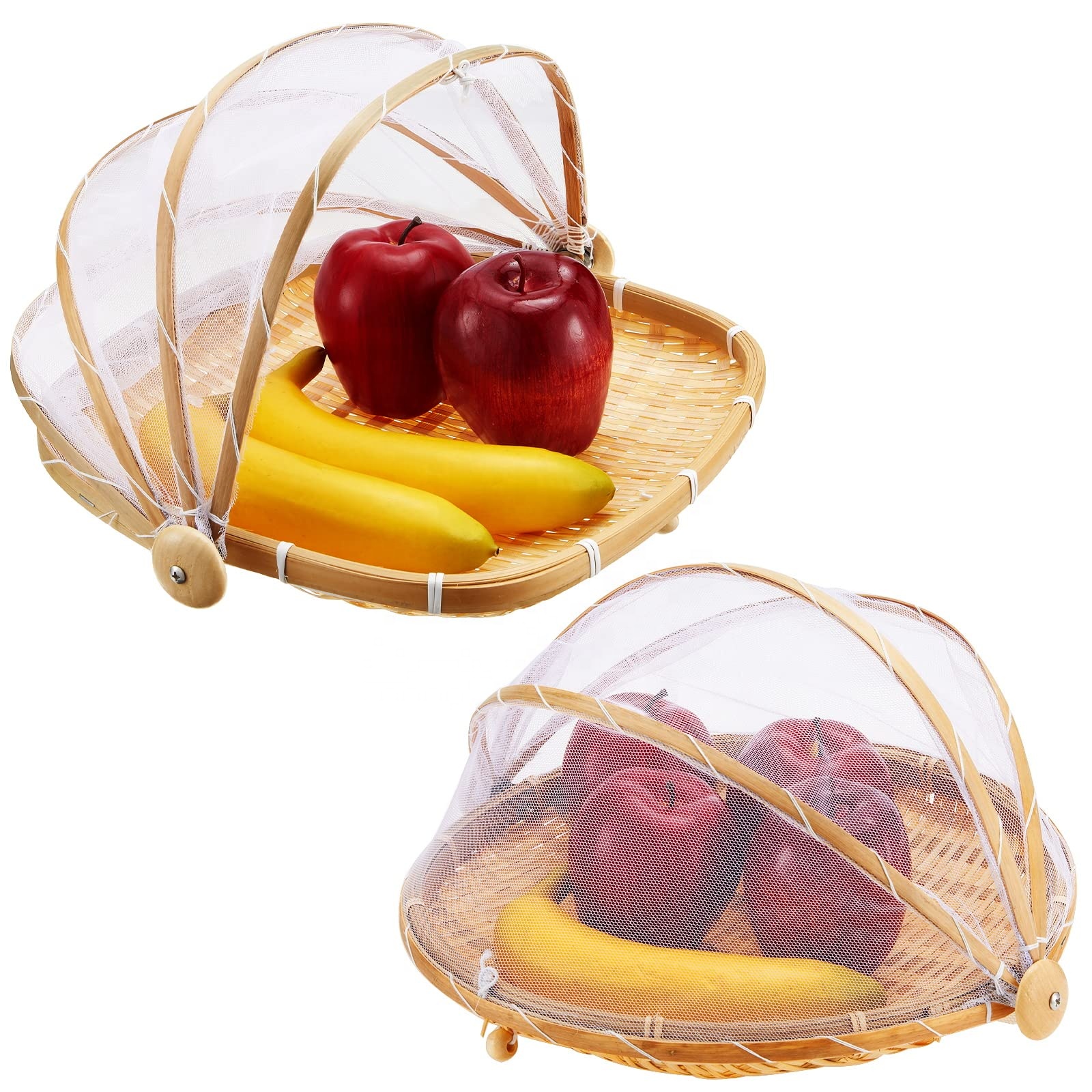 Cestini per frutta, verdura e pane in rattan fatti a mano, vassoi