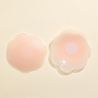 Autocollant en gel de silice pour femmes sous-vêtements de bikini lavable et résistant à la sueur, forme de fleur ronde, confortable