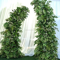 Décoration florale artificielle en soie de style printemps pour mariage, événement, rose, feuilles vertes, arche en corne, chemin de fleurs personnalisé