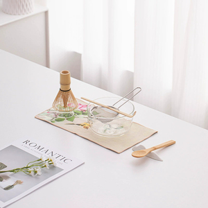 Ensembles de Matcha en Verre Martelé Transparent, Chawan Rond, Support pour Chasen, Fouet à Thé en Bambou, Cadeau pour les Amateurs de <span class=keywords><strong>Culture</strong></span> <span class=keywords><strong>du</strong></span> Thé Traditionnel - Product Image 4