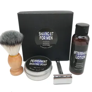 Custom Private Label Barber Shop Handle Single Blader Beard Knife Metal <strong>Straight</strong> <strong>Razor</strong> Shaving <strong>Kit</strong> - Product Image 1