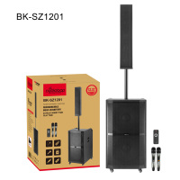 Sistema de Altavoces con Trolley y Bluetooth de 200W, Doble Woofer de 12 Pulgadas, Batería de Plomo-Ácido de 12V 12Ah, Profesional, para Cine en Casa, Escenarios al Aire Libre y Fiestas