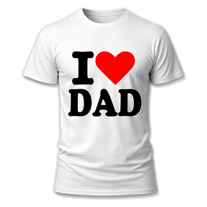 T-shirt à col rond pour hommes et femmes, I Love My Dad, I Heart My Dad, pour la fête des pères - Product Image 1