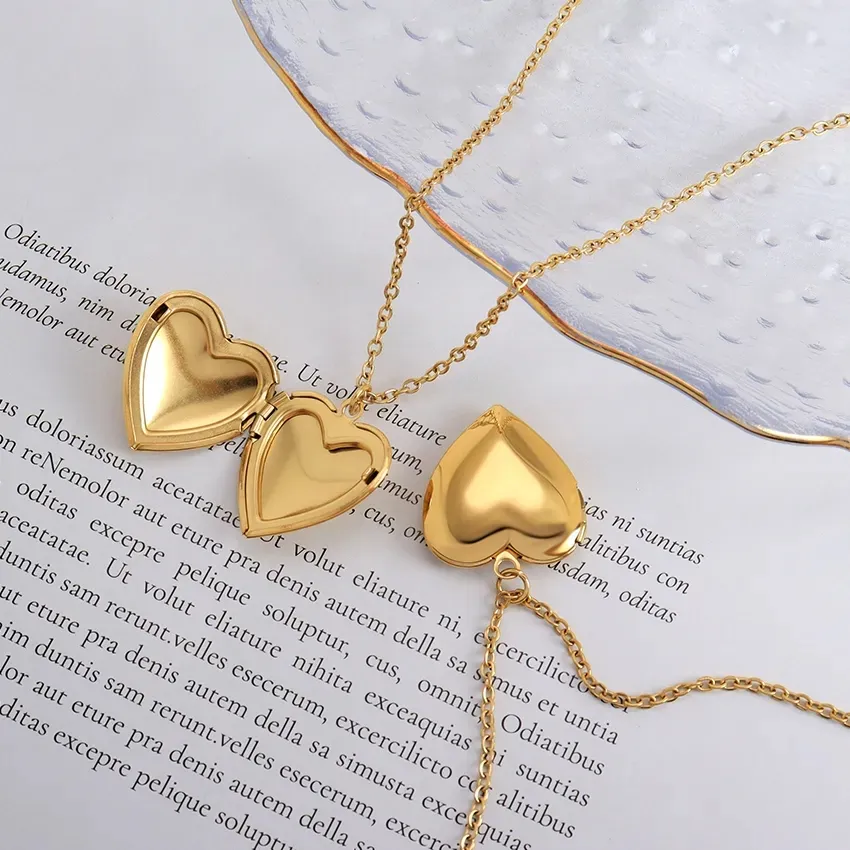 Wholesale ODM OEM Designer Stainless Steel 14k18k Gold Plated Loving Heart Locket Pendant Necklace