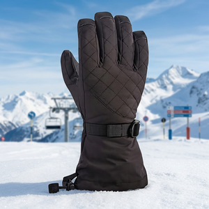 Gants d'hiver pour hommes, softshell, imperméables, coupe-vent, thermiques, isolés, pour le ski de fond en plein air, avec fermeture à cordon - Product Image 5