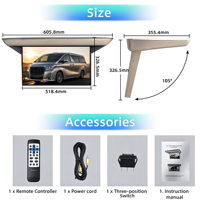 Moniteur de toit rabattable 21,5 pouces 1920x1080 LCD pour véhicule, écran Android USB BT FM universel pour voiture, camping-car, MPV, divertissement