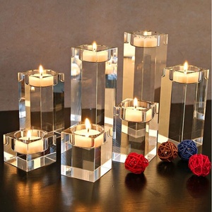 Portavelas de Cristal en Blanco, Centro de Mesa, Bloque Sólido, Decoraciones Personalizadas Variadas, Regalos - Product Image 3