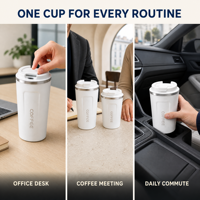 Mug à café de haute qualité, tasse de voyage portable sous vide, faible MOQ d'usine, garde au chaud et au froid, gobelet isotherme en acier inoxydable