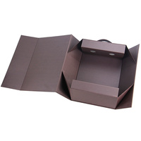Conception personnalisée d'emballage de luxe à fermeture pliable double boîte cadeau magnétique de vin avec poignée en PU