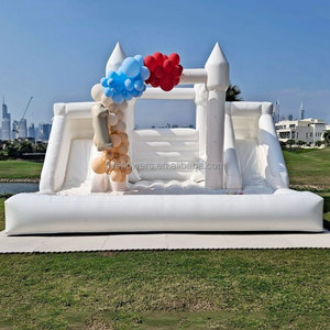 Alquiler de Castillos Inflables para Fiestas, <span class=keywords><strong>Castillo</strong></span> Inflable Blanco con Tobogán Doble - Product Image 1