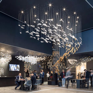 ثريا LED داخلية مخصصة بتصميم حديث زجاج منفوخ يدويًا تصميم بيضاوي طويل لزينات الدرج للفنادق والفيلات والمول - Product Image 3