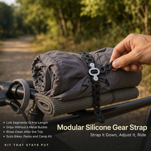 <b>Silicone</b> Modular Gear Strap Adjustable Tie Down with Holes and Stud for Outdoor Equipment Bundling Custom OEM ODM Wholesale Use - Product Image 4