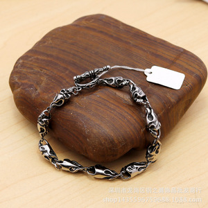 Pulsera de plata tibetana con diseño de calavera, joyería de moda unisex, diseño de esqueleto para hombres y mujeres, yunnique - Product Image 3