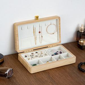 Wood Jewelry <b>Box</b> Rectangle <b>Vintage</b> Style With Lid Large Size For Ring Earring Watch Storage - Product Image 4