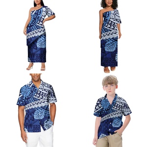 Verano Casual Tribal estampado <span class=keywords><strong>Aloha</strong></span> Hawaii camisas para niños polinesio Floral familia traje logotipo personalizado Samoa niñas Puletasi <span class=keywords><strong>vestidos</strong></span> - Product Image 1
