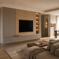 Mueble de TV Moderno y Minimalista Personalizado con Gabinete de Almacenamiento Inferior y Almacenamiento Flotante con Soporte para TV